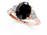 Rose gold Fancy Black Oval Cut Cut Diamond Cluster Ring with Solitaire Band and Four-Prong Setting_13