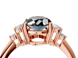 Rose gold Fancy Black Oval Cut Cut Diamond Cluster Ring with Solitaire Band and Four-Prong Setting_16