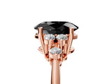 Rose gold Fancy Black Oval Cut Cut Diamond Cluster Ring with Solitaire Band and Four-Prong Setting_17