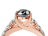 Rose gold Fancy Black Oval Cut Cut Diamond Engagement Ring with Pavé Band and Four-Prong Setting_4