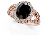 Rose gold Fancy Black Oval Cut Cut Diamond Halo Engagement Ring with Open Split Pavé Band_1