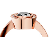 Rose gold Fancy Black Oval Cut-Cut Diamond Halo Engagement Ring with Pave Band and Prong Setting_4