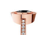 Rose gold Fancy Black Oval Cut-Cut Diamond Halo Engagement Ring with Pave Band and Prong Setting_5