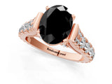 Rose gold Fancy Black Oval Cut Cut Diamond Pavé Band Solitaire with Four-Prong Setting_1