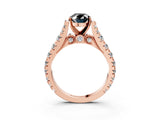 Rose gold Fancy Black Oval Cut Cut Diamond Pavé Band Solitaire with Four-Prong Setting_3