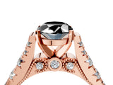 Rose gold Fancy Black Oval Cut Cut Diamond Pavé Band Solitaire with Four-Prong Setting_4