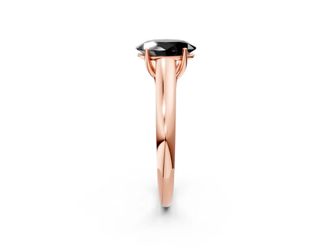 Rose gold Fancy Black Oval Cut Cut Diamond Solitaire Engagement Ring with Tapered Plain Band and Four-Prong Setting_2