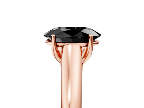 Rose gold Fancy Black Oval Cut Cut Diamond Solitaire Engagement Ring with Tapered Plain Band and Four-Prong Setting_5