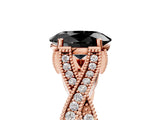 Rose gold Fancy Black Oval Cut Cut Diamond Twisted Band with Milgrain Pave Setting and Four-Prong Setting_5