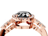 Rose gold Fancy Black Oval Cut Cut Halo Diamond Infinity Band with Four-Prong Setting_4