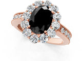 Rose gold Fancy Black Oval Cut Cut Halo Diamond Pavé Engagement Ring with Milgrain Detailing_1