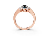Rose gold Fancy Black Oval Cut Cut Halo Diamond Pavé Engagement Ring with Milgrain Detailing_3