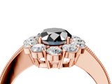 Rose gold Fancy Black Oval Cut Cut Halo Diamond Pavé Engagement Ring with Milgrain Detailing_4