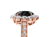 Rose gold Fancy Black Oval Cut Cut Halo Diamond Pavé Engagement Ring with Milgrain Detailing_5