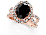 Rose gold Fancy Black Oval Cut Cut Halo Split Shank Pave Set Ring_1