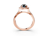 Rose gold Fancy Black Oval Cut Cut Halo Split Shank Pave Set Ring_3