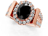 Rose gold Fancy Black Oval Cut Cut Halo Split Shank Prong Set Ring_1