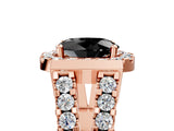 Rose gold Fancy Black Oval Cut Cut Halo Split Shank Prong Set Ring_5