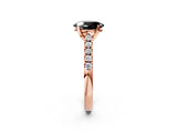 Rose gold Fancy Black Oval Cut Cut Pavé Band Solitaire Ring with Four-Prong Setting_2