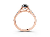 Rose gold Fancy Black Oval Cut Cut Pavé Band Solitaire Ring with Four-Prong Setting_3