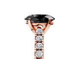Rose gold Fancy Black Oval Cut Cut Pavé Band Solitaire Ring with Four-Prong Setting_5
