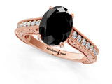 Rose gold Fancy Black Oval Cut Cut Pave Band Milgrain Solitaire Ring_1