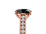 Rose gold Fancy Black Oval Cut Cut Pave Band Milgrain Solitaire Ring_5
