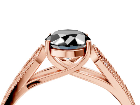 Rose gold Fancy Black Oval Cut Cut Pave Split Shank Engagement Ring with Four-Prong Setting_4