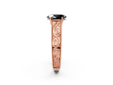 Rose gold Fancy Black Oval Cut Cut Solitaire Engraved Band with Four-Prong Setting_2