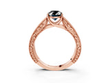 Rose gold Fancy Black Oval Cut Cut Solitaire Engraved Band with Four-Prong Setting_3