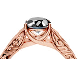 Rose gold Fancy Black Oval Cut Cut Solitaire Engraved Band with Four-Prong Setting_4