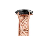Rose gold Fancy Black Oval Cut Cut Solitaire Engraved Band with Four-Prong Setting_5