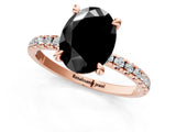 Rose gold Fancy Black Oval Cut Diamond Brilliant Solitaire Ring with Pavé Band and Four-Prong Setting_13