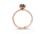 Rose gold Fancy Black Oval Cut Diamond Brilliant Solitaire Ring with Pavé Band and Four-Prong Setting_15