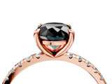 Rose gold Fancy Black Oval Cut Diamond Brilliant Solitaire Ring with Pavé Band and Four-Prong Setting_16