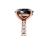 Rose gold Fancy Black Oval Cut Diamond Brilliant Solitaire Ring with Pavé Band and Four-Prong Setting_17