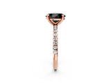 Rose gold Fancy Black Oval Cut Diamond Brilliant Solitaire Ring with Pavé Band and Four-Prong Setting_2