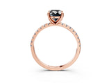 Rose gold Fancy Black Oval Cut Diamond Brilliant Solitaire Ring with Pavé Band and Four-Prong Setting_3
