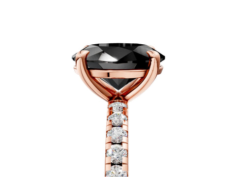 Rose gold Fancy Black Oval Cut Diamond Brilliant Solitaire Ring with Pavé Band and Four-Prong Setting_5