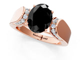 Rose gold Fancy Black Oval Cut Diamond Channel Set Solitaire Ring with Four-Prong Setting_13