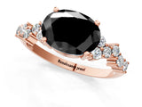 Rose gold Fancy Black Oval Cut Diamond Cluster Pavé Band with Four-Prong Setting_13