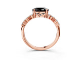 Rose gold Fancy Black Oval Cut Diamond Cluster Pavé Band with Four-Prong Setting_15
