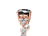 Rose gold Fancy Black Oval Cut Diamond Cluster Pavé Band with Four-Prong Setting_17