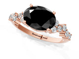 Rose gold Fancy Black Oval Cut Diamond Cluster Pavé Band with Four-Prong Setting_4