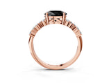 Rose gold Fancy Black Oval Cut Diamond Cluster Pavé Band with Four-Prong Setting_6