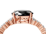 Rose gold Fancy Black Oval Cut Diamond Cluster Pavé Band with Four-Prong Setting_7