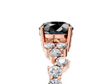 Rose gold Fancy Black Oval Cut Diamond Cluster Pavé Band with Four-Prong Setting_8