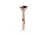 Rose gold Fancy Black Oval Cut Diamond Cluster Side Stone Solitaire Ring with Prong Setting_26