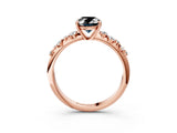 Rose gold Fancy Black Oval Cut Diamond Cluster Side Stone Solitaire Ring with Prong Setting_27