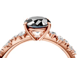 Rose gold Fancy Black Oval Cut Diamond Cluster Side Stone Solitaire Ring with Prong Setting_28